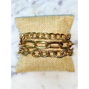 New York & Company Gold Plated Chunky Triple Chain Link Bracelet